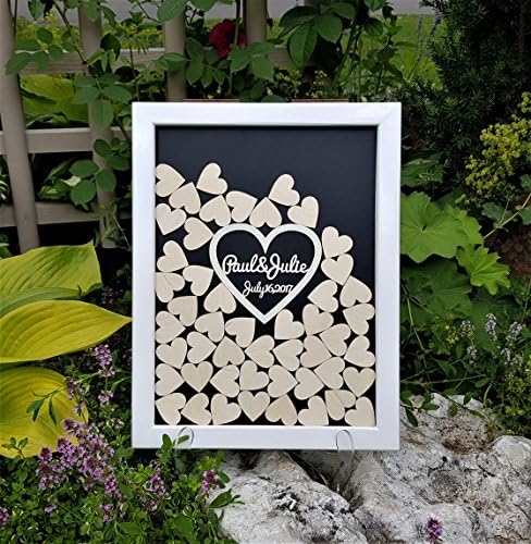 restore2a Personalized Wedding Guest Book Drop Top Box, Heart Wooden Guest Book 40x50 cm with 150 Pcs Wooden Hearts