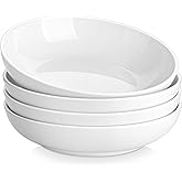 MALACASA 8.85" Large Pasta Bowls, 42 OZ White Salad Bowls Soup Bowls, Porcelain Serving Bowls Set of 4, Large Kitchen Bowl Plates Pasta Plates, Microwave & Dishwasher Safe, Series REGULAR