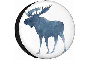NOMEDOGYIM Moose Spare Tire Cover for RV Trailer Cute Christmas Animal Moose with Big Horns Winter Snow Wheel Protectors Weatherproof Polyester Tire Case for All Cars SUV Camper Travel 15 inch