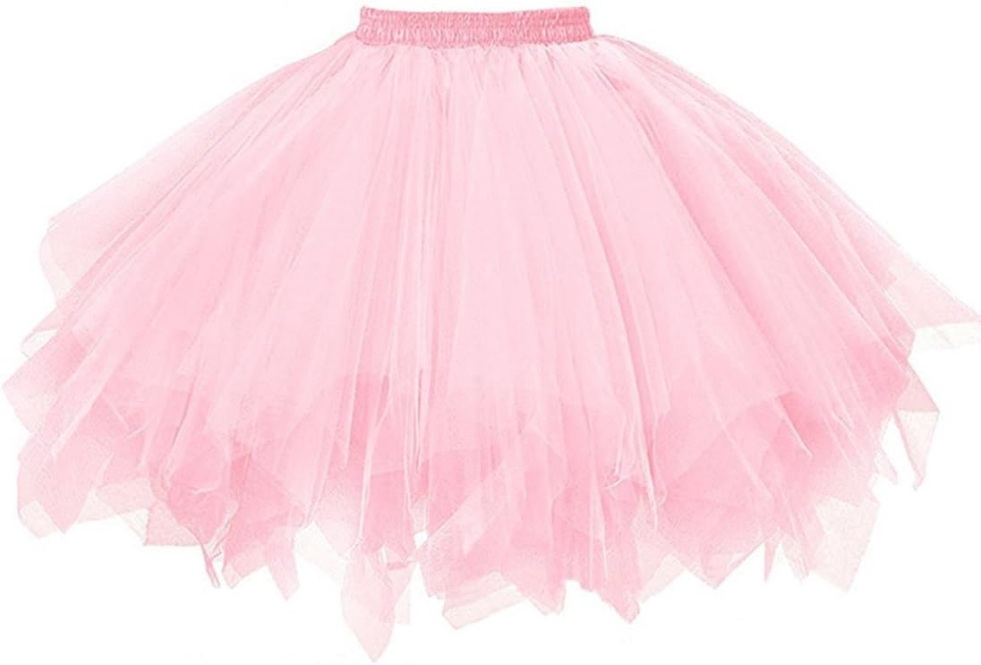KaBuNi Women's 1950s Ballet Tutu Mini Petticoats Dance Dress Candy Color Pink Plus Size