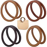PH PandaHall 8pcs Flat Round Bag Handles 4 Colors Wooden Purse Handles 5.5 inch Decorative Ring Handbag Purse Handle Replacement for DIY Handmade Woven Bags Purses Handbags Tote Making