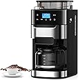 COWSAR 10-Cup Drip Coffee Maker with Built-In Grinder, 24-Hour Programmable, Adjustable Grind & Brew, Keep Warm Plate, 50.7oz Water Reservoir, Ideal for Home & Office - Black
