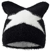 Cute Beanies for Women Fluffy Fuzzy Hats Kawaii Cat Ear Hat Winter Warm Knitted Hat Y2k Grunge Accessories