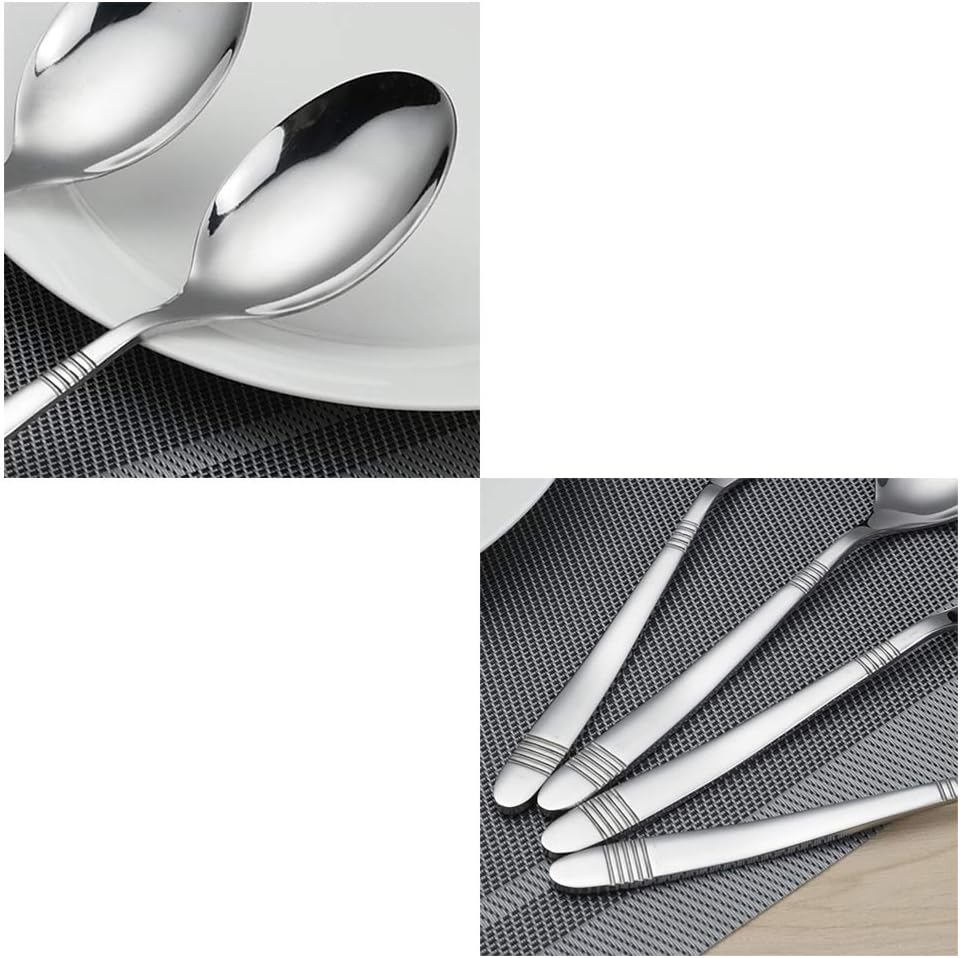 Bblina Dinner Spoons Set, 12 Pieces Table Spoons, Stainless Steel Soup Spoon, Silver - Image 3