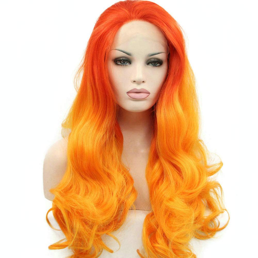 Rainahair Wine Red Lace Front Wig with Middle Parting Long Wavy Synthetic Wigs for Women 150% Density Heat Resistant (M118L)