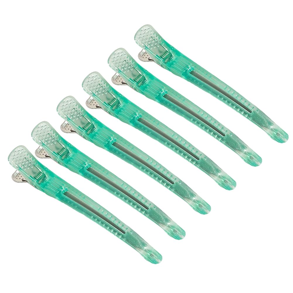 XIZONLIN 5Pcs Hair Clips Set 11.1cm Hairdresser Clips Non Slip No-Trace Duck Billed Hair Clips Hair Cutting Clips for Hairdresser Women Men Styling Sectioning Salon Green