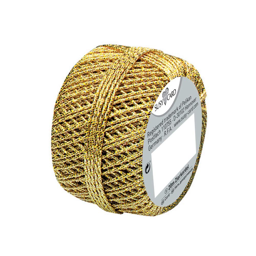 Susy Card 11103991 Christmas Cord Ball of Onnet 1 Pcs, Shrink Wrapped, 20 m, Gold