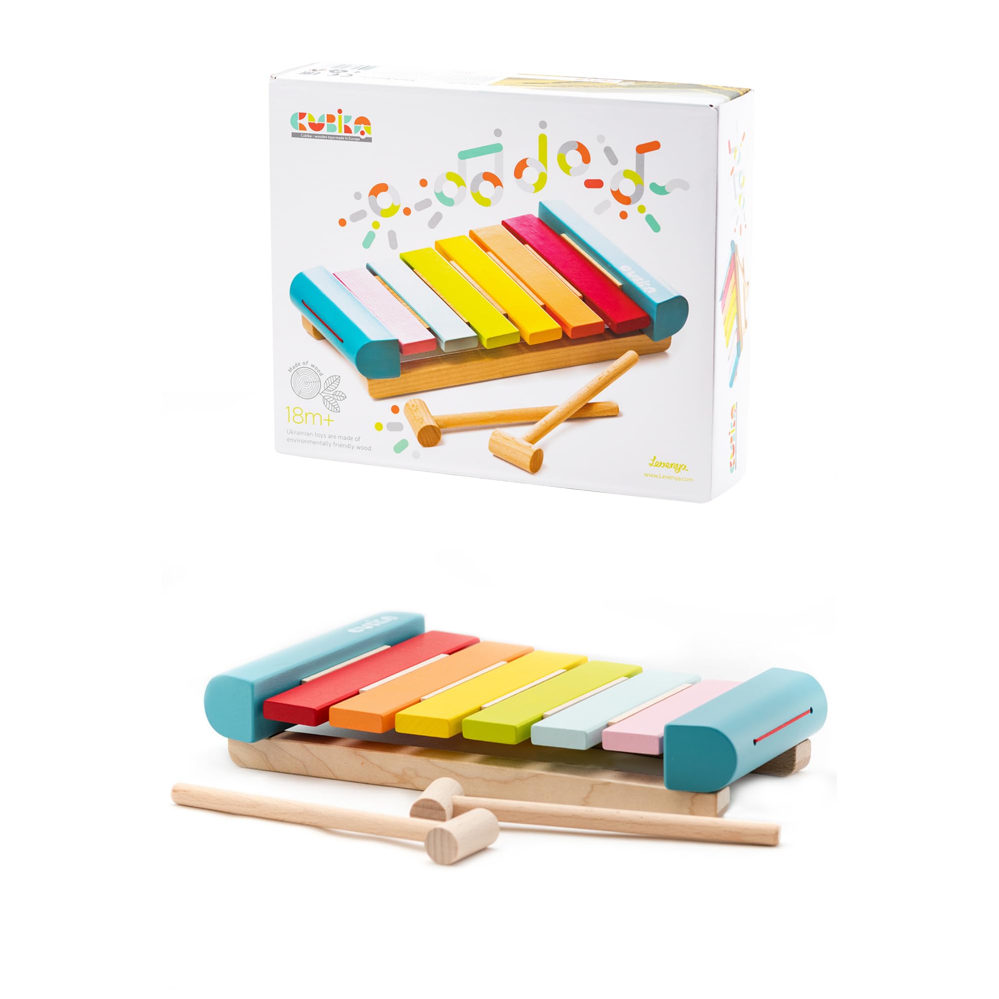 Cubika -14033-Xylophone Wooden Musical Toy, Multicoloured (Levenya 14033)