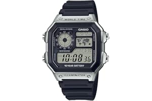 Casio Men's 10-Year Battery Japanese Quartz Watch with Resin Strap, Black, 21 (Model: AE-1200WH-1CVCF)