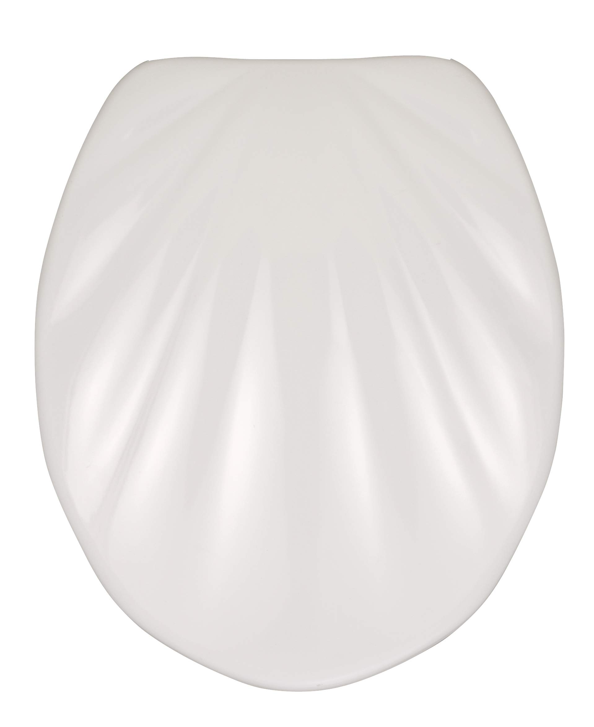 WENKO 18442100 Premium Toilet seat Shell Easy-Close - Soft Closing Mechanism, rustproof Fix-Clip hygienic Stainless Steel mounting, Antibacterial, Duroplast, 38 x 45.5 cm, White