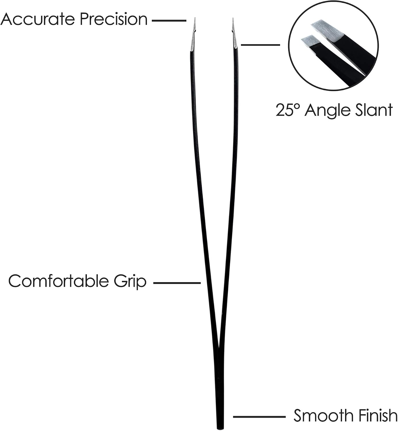 TRIXES Eyebrow Tweezers, Professional Slant Tip for Plucking Facial Hairs, Precision Hair Removal for Men & Women - Image 3