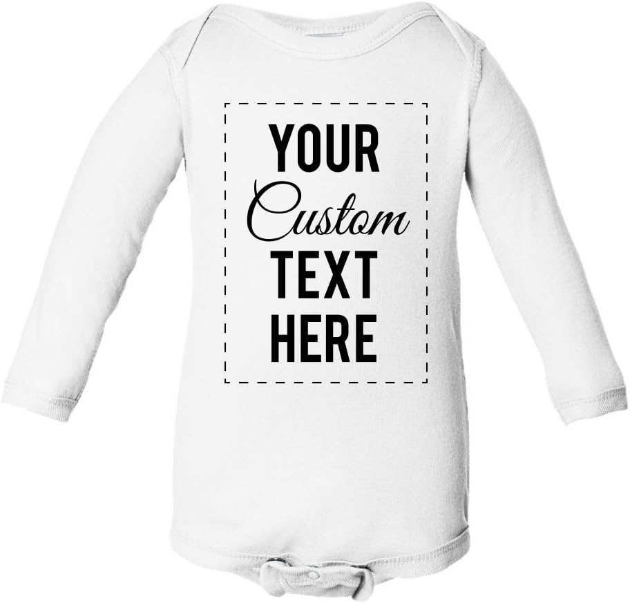 InkThread Personalized Baby Onesie Bodysuit Long Sleeve Customize with Text or Small Photo