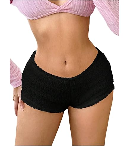 SweatyRocks Women's Casual Fuzzy Pajama Shorts Fleece Lounge Short