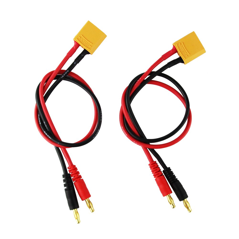 OliYin 2pcs XT90 to 4.0mm Banana Connector with 30cm 11.8inch 14 AWG Silicone Cable Charger Wire Lipo Battery Connect Cable for FPV RC Power Supply(pack of 2)