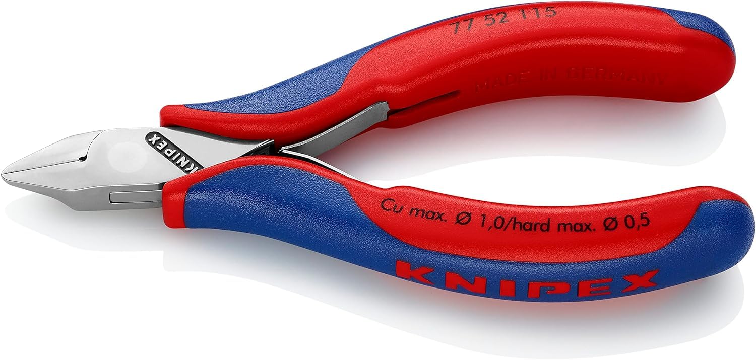 KNIPEX Electronics Diagonal Cutter with Box Joint with Multi-Component Handles 115 mm, 77 52 115