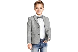 KSWYCT Boys Blazer Classic Jacket for Boy Wedding Retro Herringbone Casual Jacket Formal Tweed Patterned Sport Coat