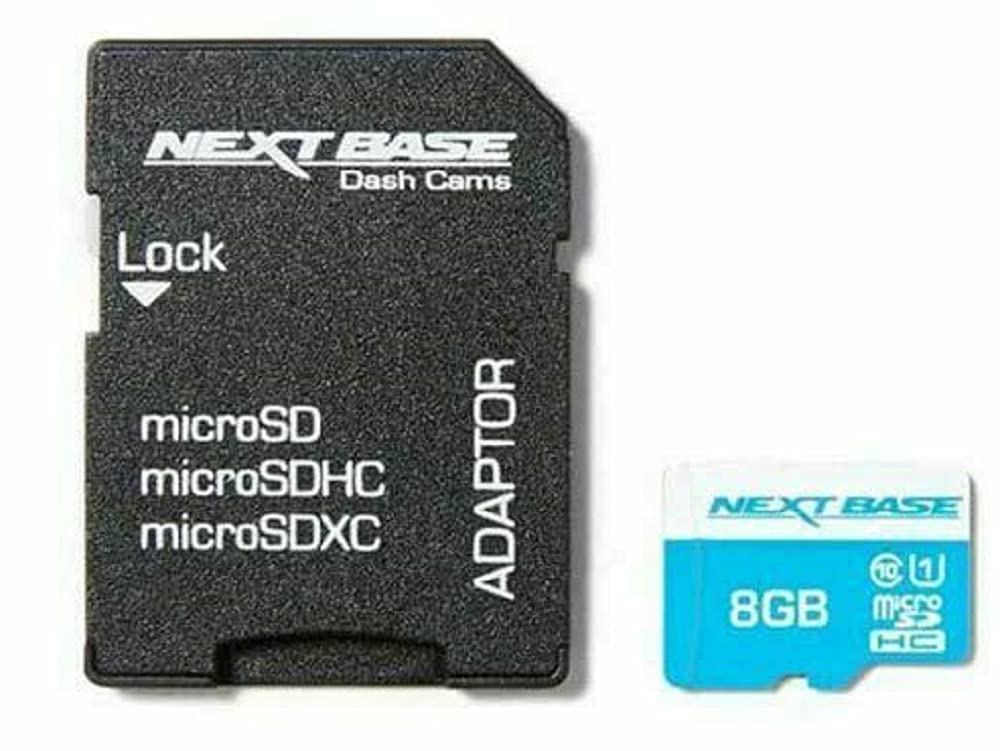 NEXTBASE 8GB SD microSD HC Class 10 SD Card with Adaptor - Compatible with Nextbase In-Car Dash Cameras Series 1 and 2-122, 222, 112, 302, 212 - Full HD