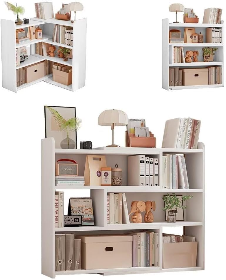 Photo 1 of ?????? Wooden Extendable Bookcase, 4-Tier Bookshelf with Adjustable Width, MDF Bookcase for Corner or Small Space, Storage Organizer for Living Room, Bedroom or Home Office, Oak