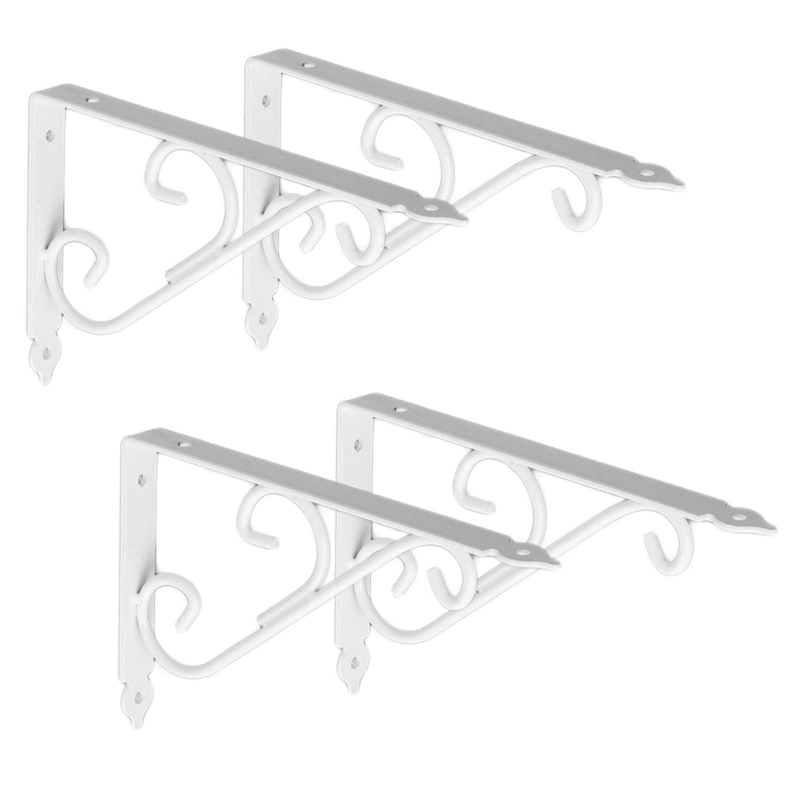 Ouvin Decorative Wall Shelf Brackets 4 Pack 12inch Heavy Duty L Corner Brace Shelf Support Floating Metal Brackets with Screws (300 mm/12 inch) White