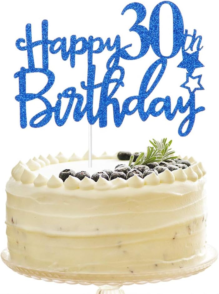 Tenhaisi Decoration De Gateau Pour Fete Danniversaire 30 Ans Bleu Marine Ustensiles A Patisserie Patisserie