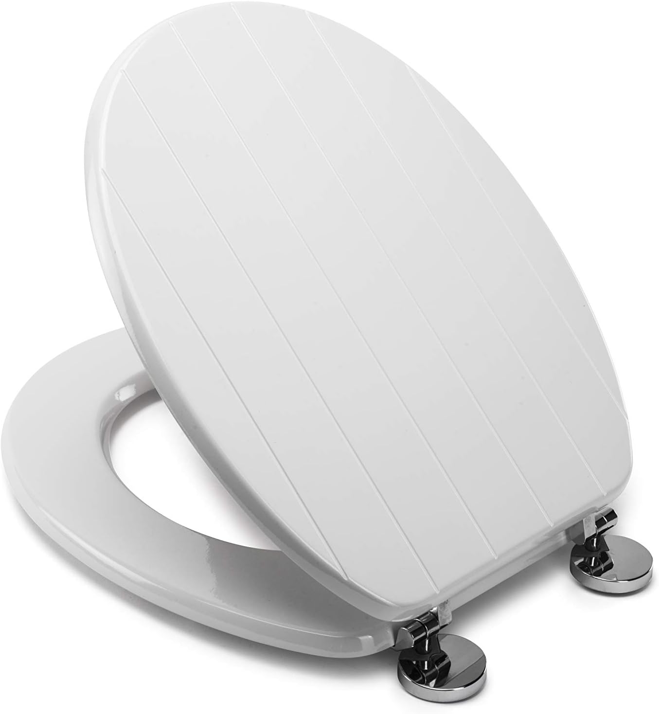 Croydex Hayward Flexi-Fix Wooden Toilet Seat, Tongue & Groove Design - Image 4