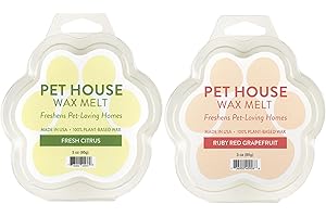 One Fur All Pet House Wax Melts - Fresh Citrus/Ruby Red Grapefruit Pack of 2 - Pet Odor Eliminating Wax Melts - Long-Lasting Scented Wax Melts - Pet-friendly Wax Melts - Natural Wax Melts