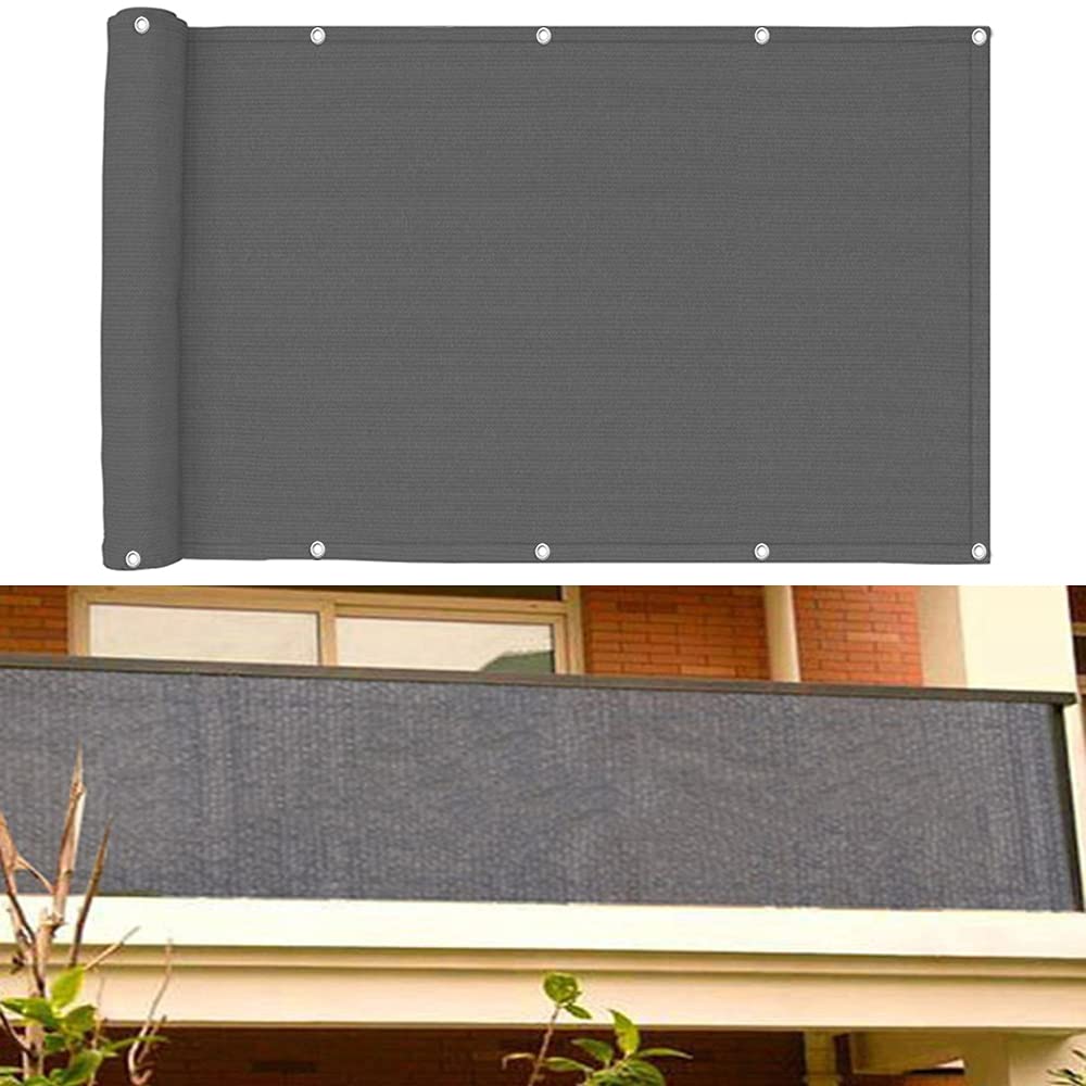 Kaxich Balcony Privacy Screen Cover Sunshade Weatherproof UV Protection Fence Mesh Windscreen 0.9 x 5m HDPE Balcony Cover with Cable Ties for Backyard Patio Porch Garden