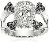 Sterling Silver Diamond Skull Ring (1/10 cttw, I-J Color, I2-I3 Clarity), Size 8