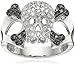Sterling Silver White and Black Diamond Skull and Crossbones Ring (1/10 cttw), Size 8