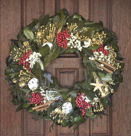 Coastal Wreath - 22" Winter Harbor Preserved Coastal Holiday Wreath