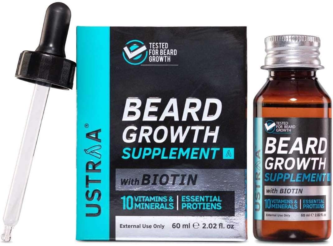 Ustraa Beard Growth Supplement 60 ml with BIOTIN & Natural Herbs