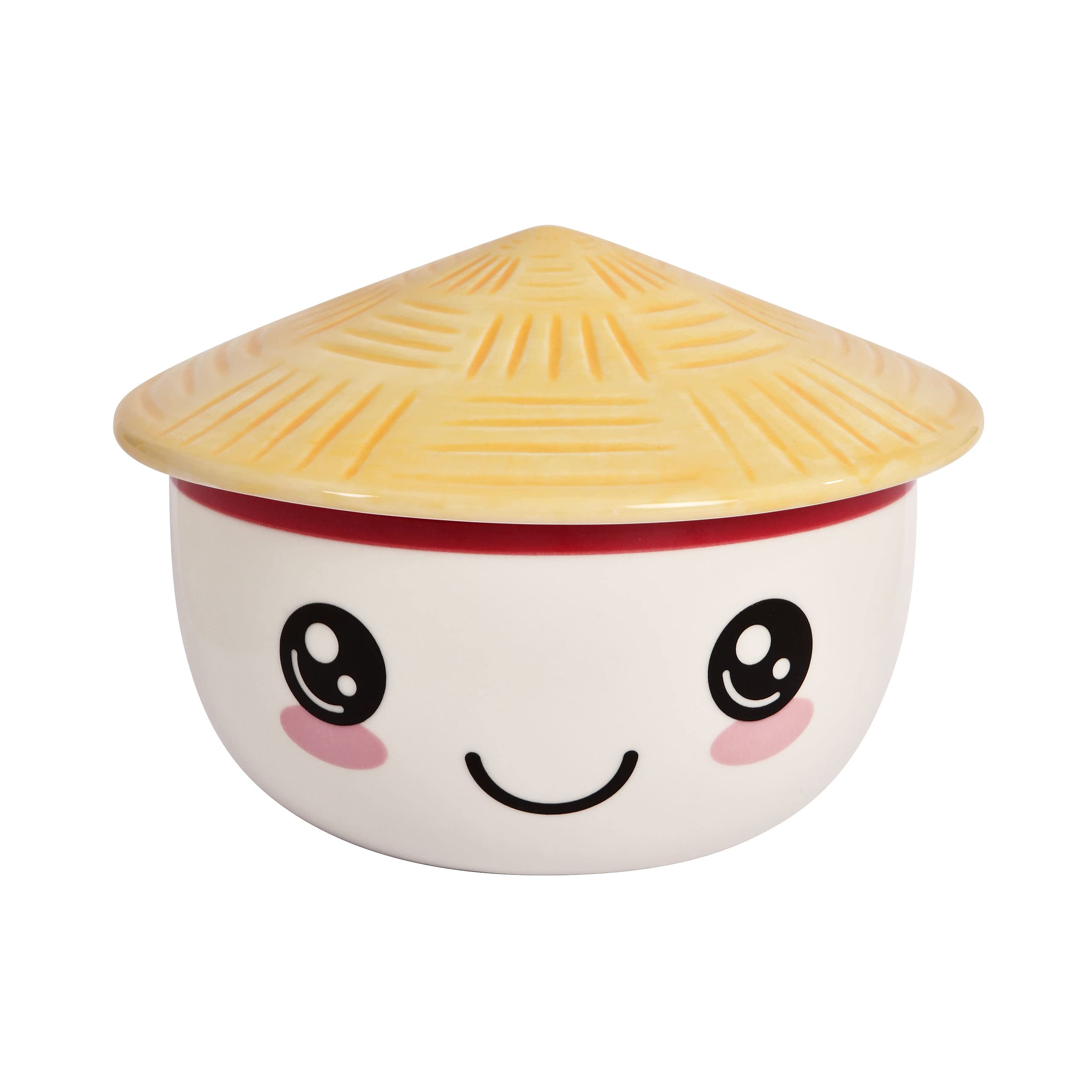 Elbenwald Kawaii Bowl with lid for Anime Fans Ramen Bowl Cereal Bowl Round Printed 550 ml Ceramic White — image 1