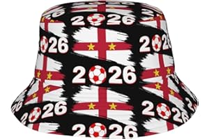 2 Stars England 2026 Hats Saint George's Cross Flag Football Supporters Bucket Hat Black