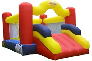 Dvreugde Bounce House, Inflatable Bouncer with Air Blower and Slide, Family Backyard Bouncy Castle with Dart Ball Game, Bouncy House for Kids, 12 ft x 9 ft x 7 ft H