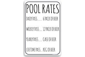 TOOTHSOME STUDIOS Pool Rates 12" X 8" Funny Beer Humor Aluminum Sign Indoor Outdoor Pool Locker Room Clubhouse Tiki Bar Decor