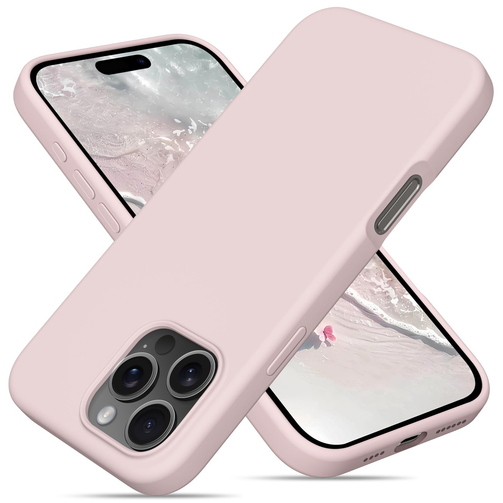 OitiYaa Liquid Silicone Case for iPhone 16 Pro Max Case,Full Body Protective Cover with 4 Layer Shockproof Structure, Soft Ultra Slim Phone Case with Anti-Scratch Microfiber Lining, 6.9", Chalk Pink