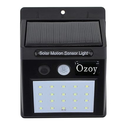 Ozoy Solar Wireless Security Motion Sensor Night Light - 20 LEDs Bright and Waterproof for Outdoor/Garden Wall