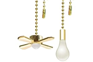 AOPROFREE Ceiling Fan Pull Chains 13.6 Inches Fan Pulls Set with Connector 3mm Diameter Beaded Ball Fan Pull Chain（Brass）