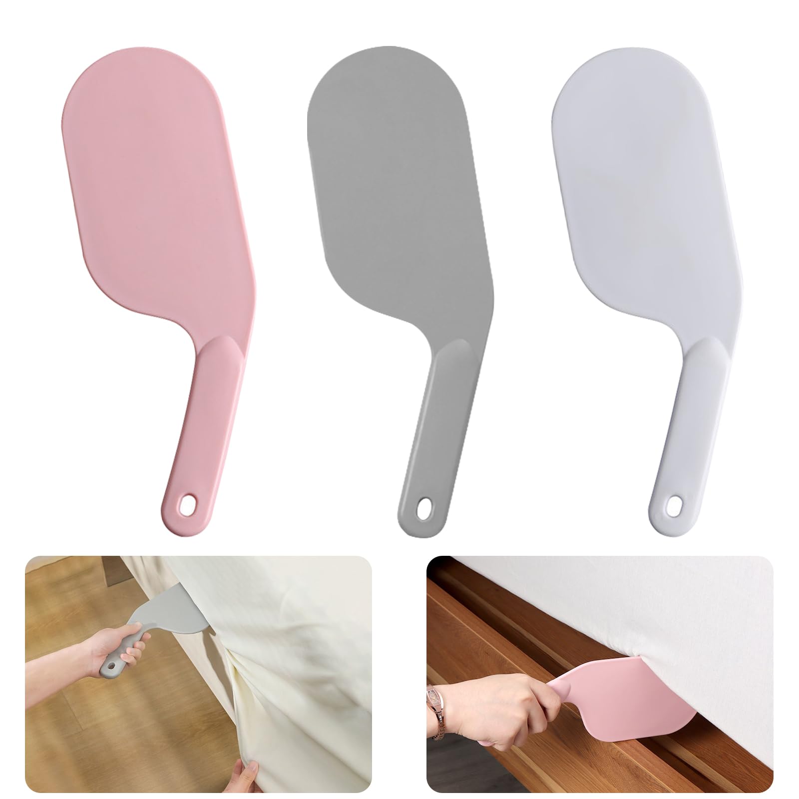 KASESSS 3 Pcs Bed Sheet Tucking Tool, Plastic Bed Sheet Tucker Tool, Labour-Saving Mattress Tucker Tool Paddle Long Bed Sheet Tuck in Tool for Making Bed Mattress Wedge Bedsheet Change Helper