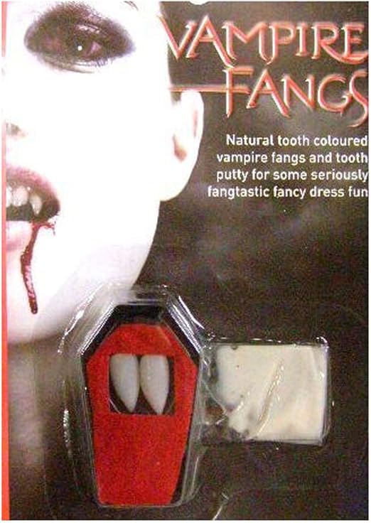 DRACULA VAMPIRE FANGS TEETH TOOTH CAPS HALLOWEEN MAKEUP (VAMPIRE FANGS