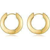 SHANTYSON Hoop Earrings for Women 14K Gold Plated Chunky Thick Huggie Hoops Small Hypoallergenic Earrings Trendy Jewelry Gifts
