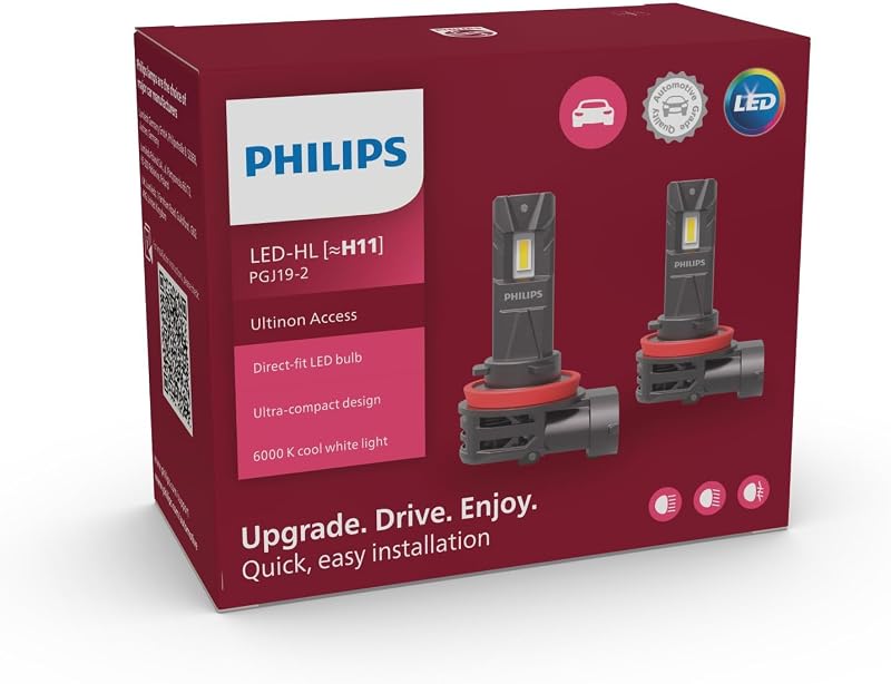 Philips Ultinon Access LED H11 Bulbs 6000K 2pc Direct Fit Ultra-Compact