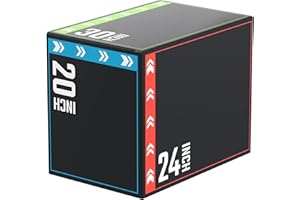 papababe 3-in-1 Plyometric Jump Box Workout Equipment, Box Jumps for Home Gym, Trainer with Anti Slip Surface and High Density Foam, Box Height: 20", 24", 30"