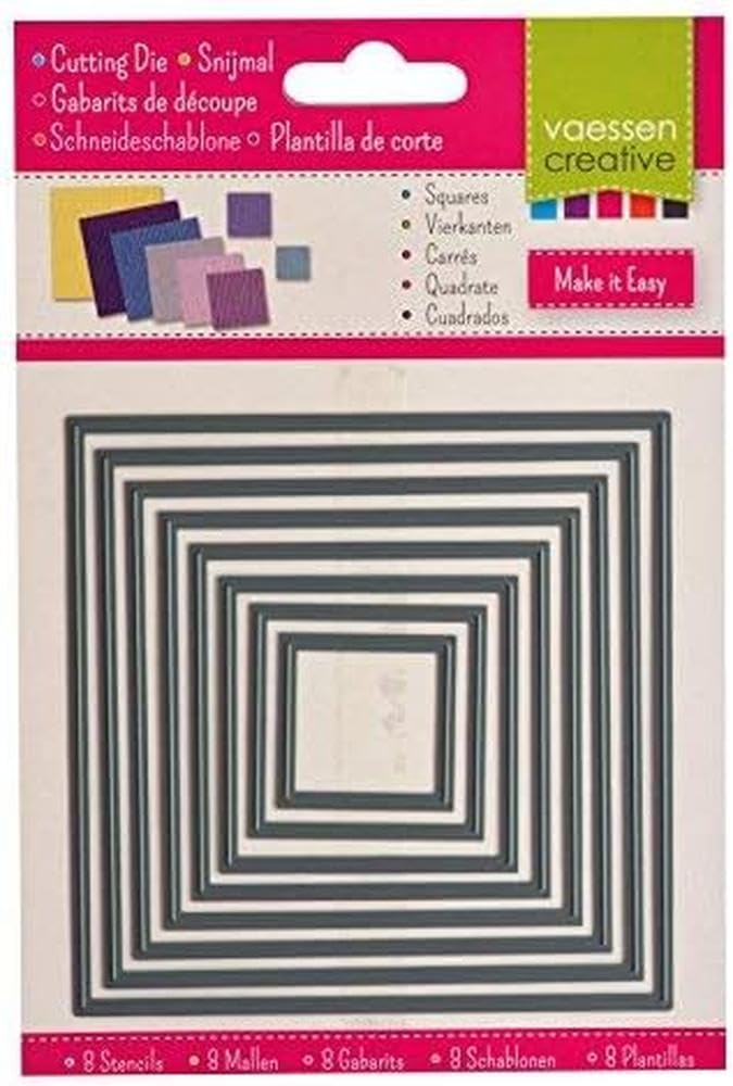 Vaessen Creative "Squares" Shape Cutting Dies, Steel, Black, 11x11x0.1 cm