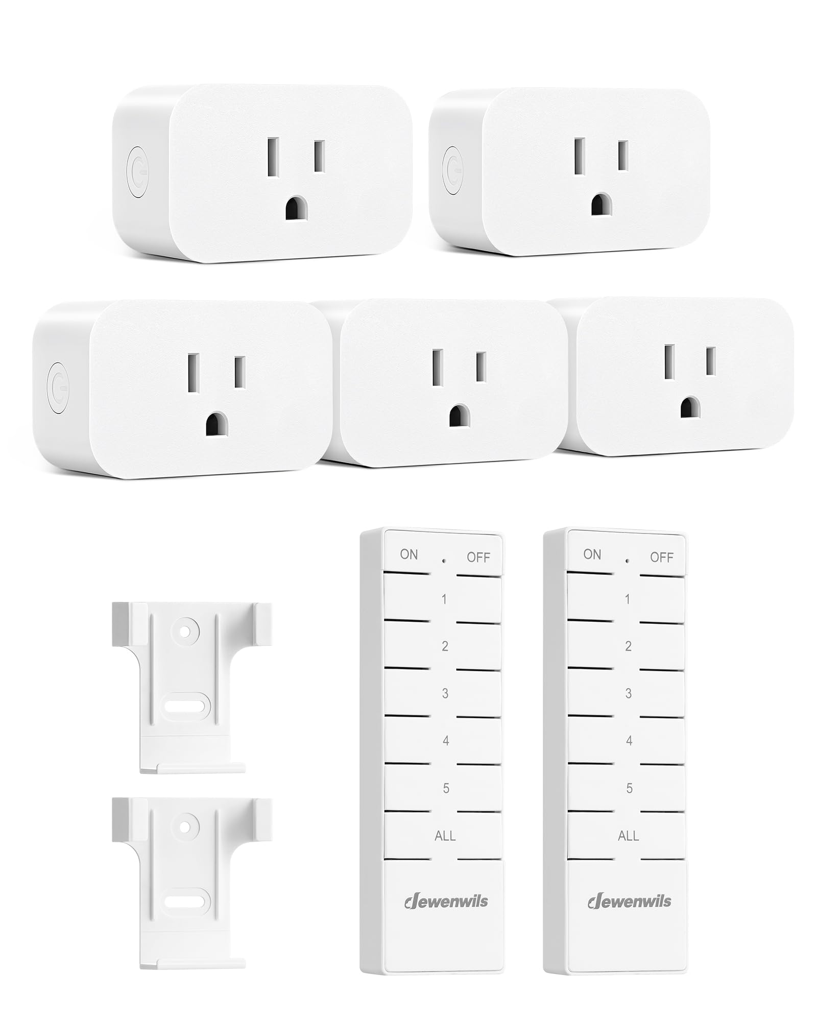 Photo 1 of DEWENWILS Remote Control Outlet with All On/Off Button, Indoor Remote Outlet Switch for Christmas Tree Lights, Lamps, Fan, 2 Mountable Brackets, 15A/1875W, 100FT, FCC Listed, 2 Remote and 5 Outlets