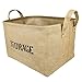 Lukher Jute Storage Basket Bin and Organizer with Handles for Bookshelf, Cabinet, Kids Room, Playroom