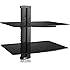 WALI Floating Shelf with Strengthened Tempered Glass for DVD Players/Cable Boxes/Games Consoles/TV Accessories, 2 Shelf, Black