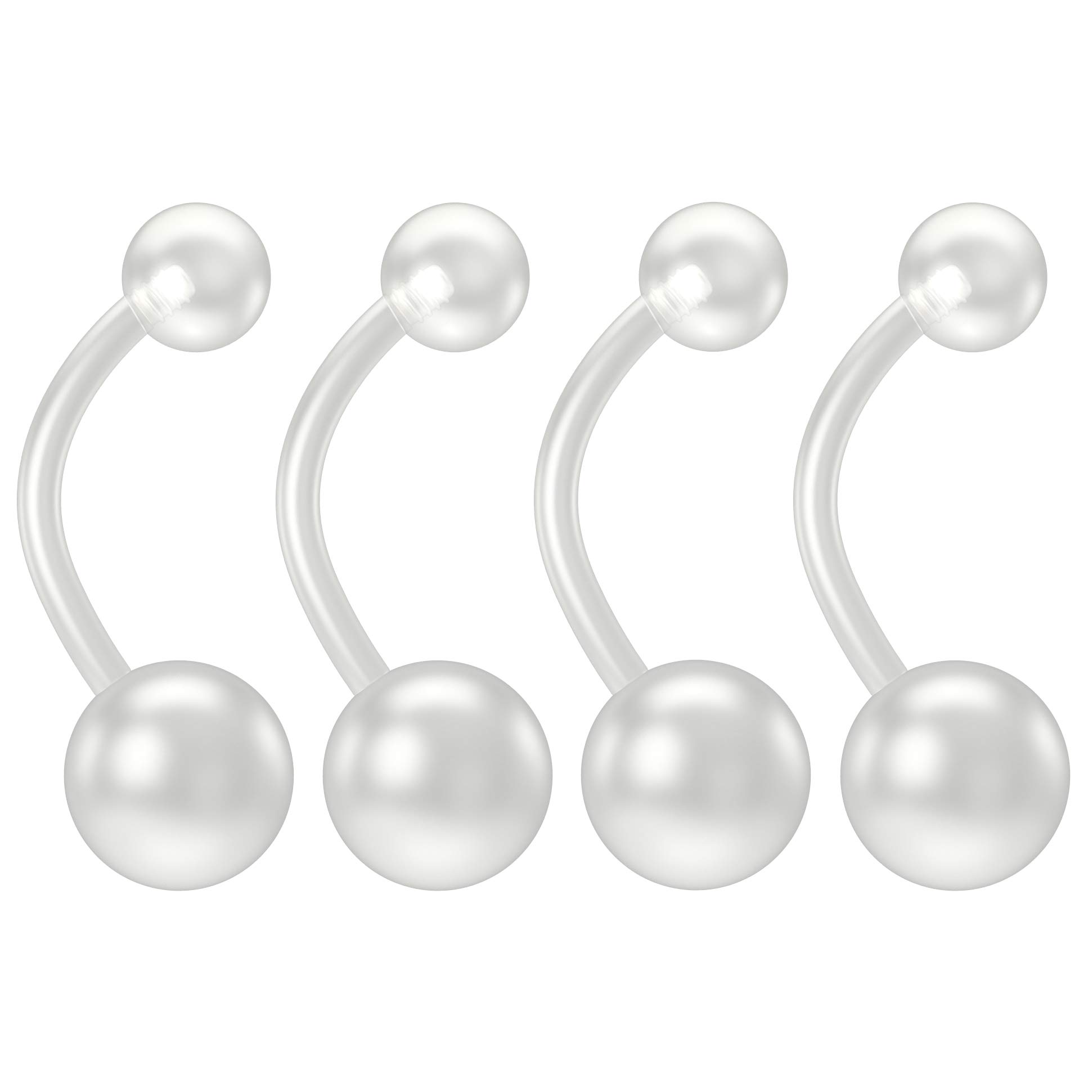4pc 14g 1.6mm Belly Button Retainer Keeper Ring Flexible Bendable Clear Plastic Navel Piercing Rings Sport 12mm