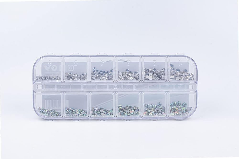 Apex 1440pcs Rhinestone Gems 1.5-3.8mm Crystal Clear Resin Nail Art Bling