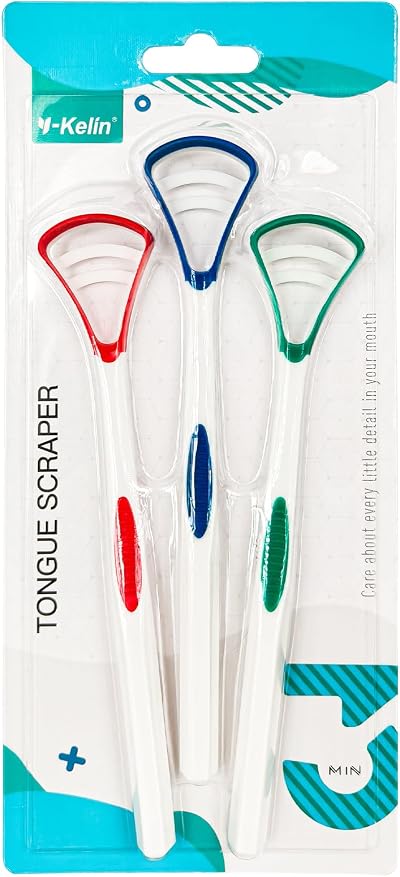 Y-Kelin Tongue Scraper 3 Color Pack - Ergonomic & Durable Tongue Brush